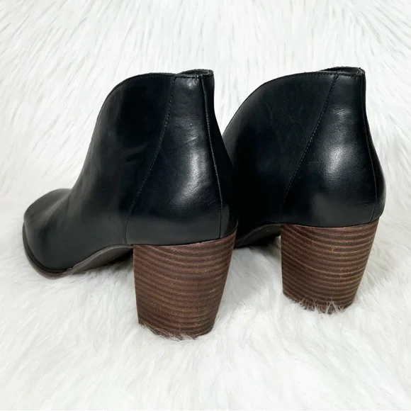 SOLD-Lucky Brand Black Leather Peep Toe Heel Shootie Ankle Boot Pumps - Picture 4 of 11